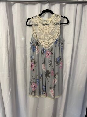 J.O.A. Cream Lace Top with Red Heart Logo